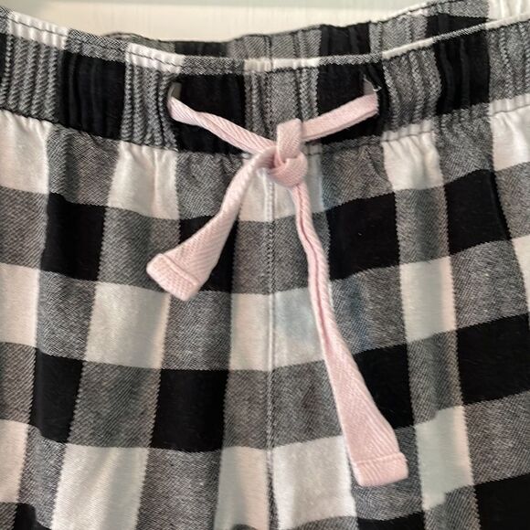 Old Navy cotton black & white check flannel pants stretch waist Small - Picture 2 of 6
